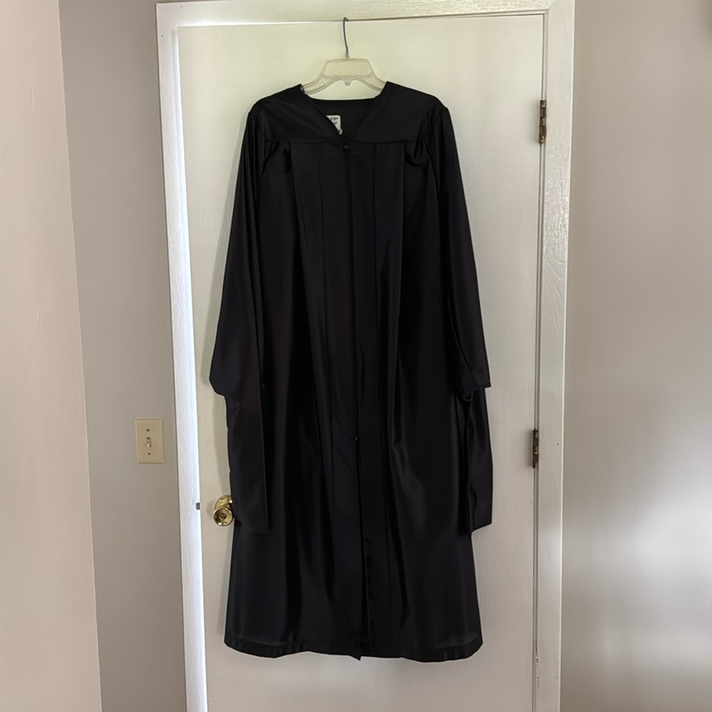 Black masters graduation gown